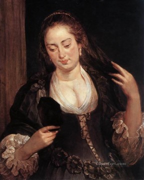 Pedro Pablo Rubens Painting - Mujer con espejo barroco Peter Paul Rubens